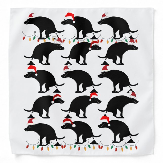 Pooping Christmas Dog Pattern Bandana (Front)