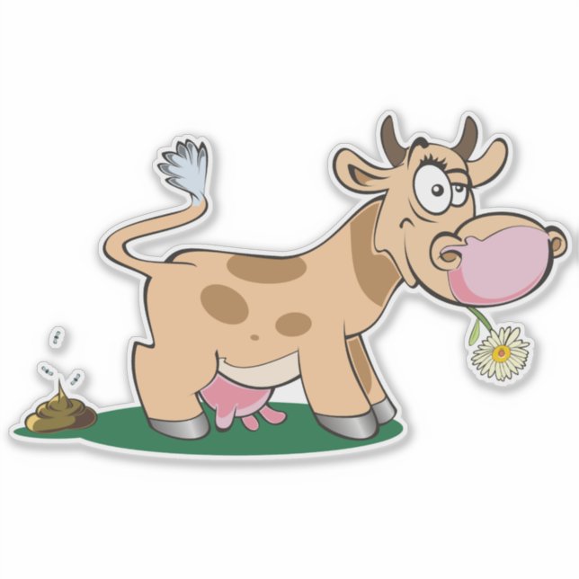 Pooping Cow Sticker (Front)
