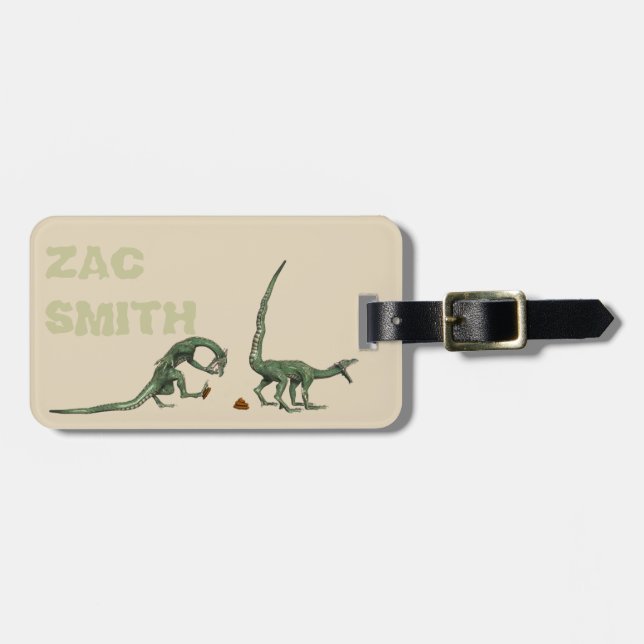Pooping Dinosaurs Personnalised Luggage Tag (Front Horizontal)