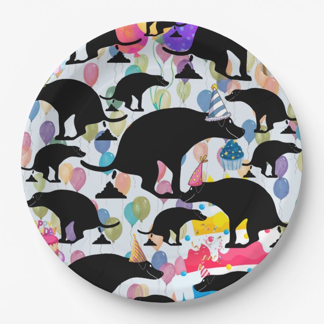 Pooping Dog Birthday Party Paper Plates (Front)