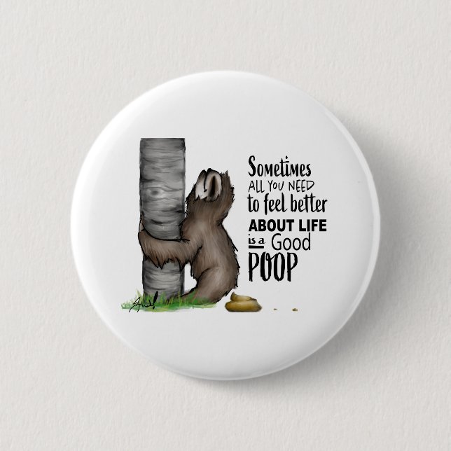 pooping Sloth Button (Front)