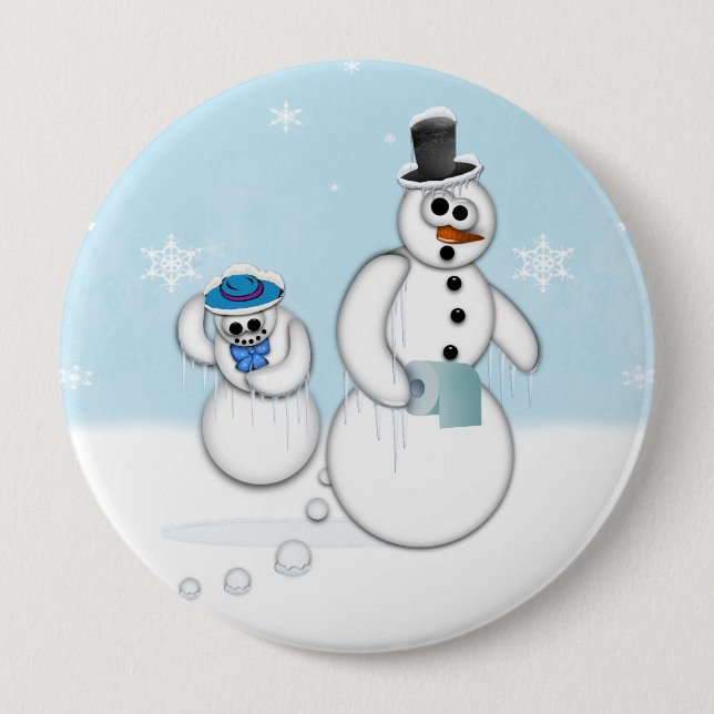 Pooping Snowman Button (Front)