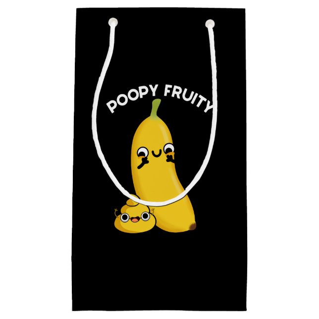 Poopy Fruity Funny Fruit Pun Dark BG Small Gift Bag (Front)