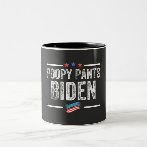 Poopy Pants Biden Two_Tone Coffee Mug