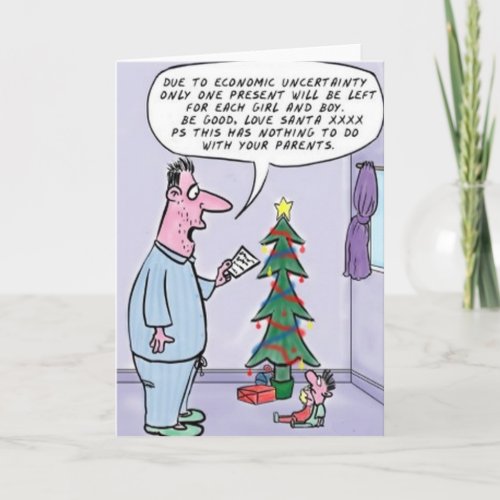 Poor Economy affects on Santa Funny Christmas Card