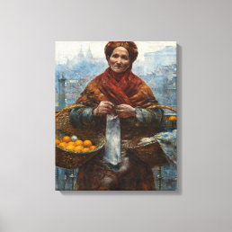 Poor Jewish Woman Selling Oranges in Warsaw Canvas Print