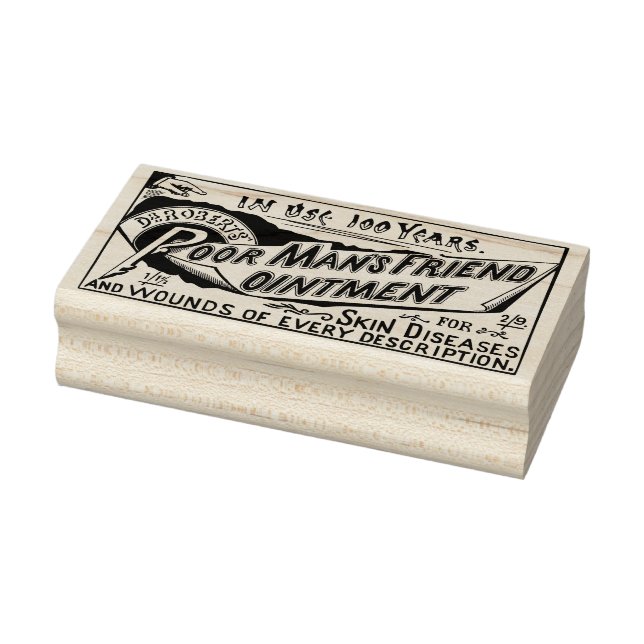 Poor man's friend ointment medicine label rubber stamp (Stamp)