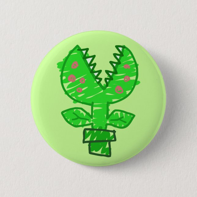 Poorly Drawn Plant Pinback Button (Front)