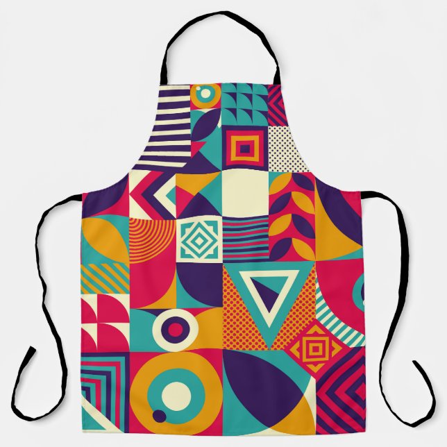 Pop abstract geometric shapes, seamless pattern. apron (Front)