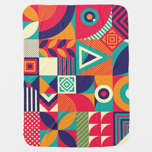 Pop abstract geometric shapes seamless pattern baby blanket