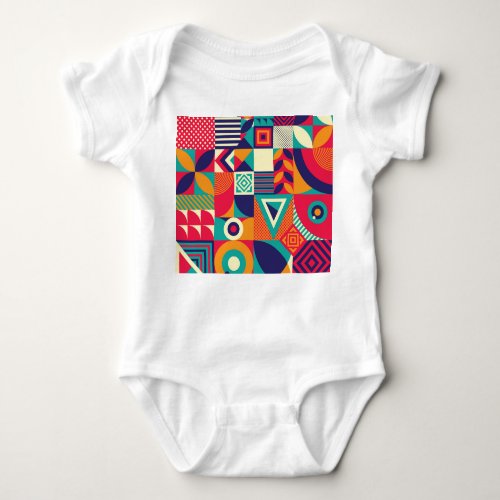 Pop abstract geometric shapes seamless pattern baby bodysuit