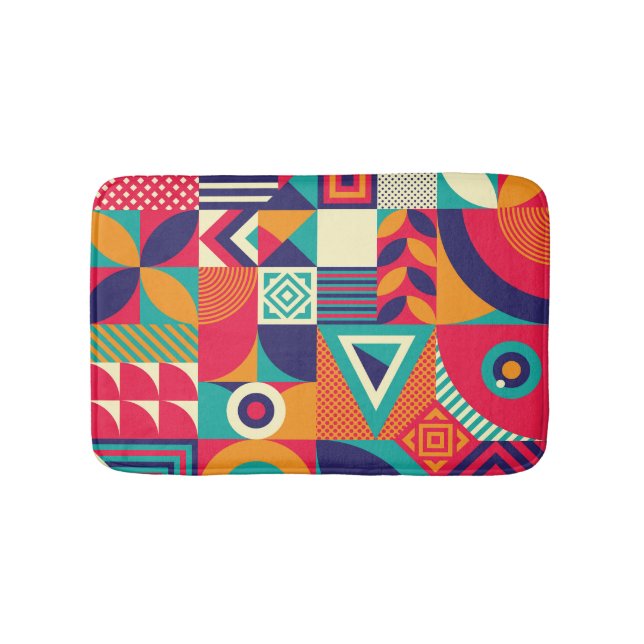 Pop abstract geometric shapes, seamless pattern. bath mat (Front)