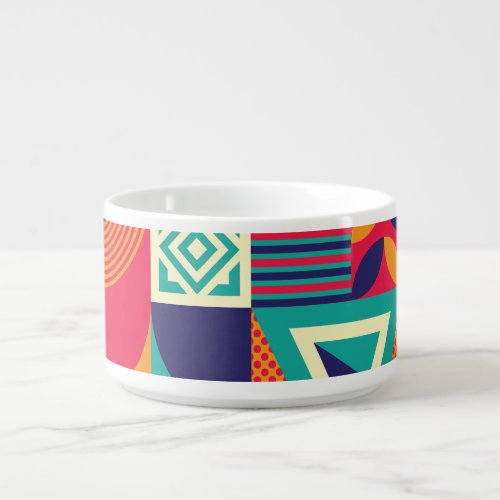 Pop abstract geometric shapes seamless pattern bowl