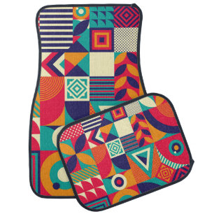 Pop abstract geometric shapes, seamless pattern. car floor mat