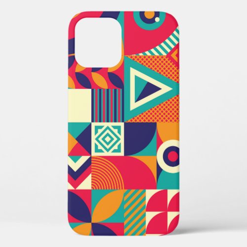 Pop abstract geometric shapes seamless pattern iPhone 12 case