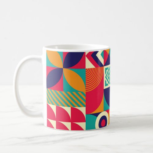 Pop abstract geometric shapes seamless pattern coffee mug