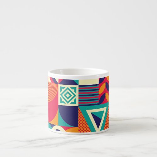 Pop abstract geometric shapes seamless pattern espresso cup