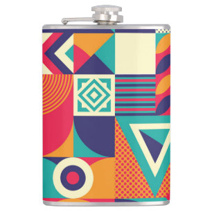 Pop abstract geometric shapes, seamless pattern. flask