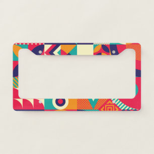 Pop abstract geometric shapes, seamless pattern. license plate frame