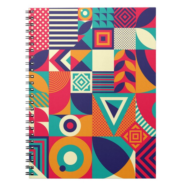 Pop abstract geometric shapes, seamless pattern. notebook (Front)