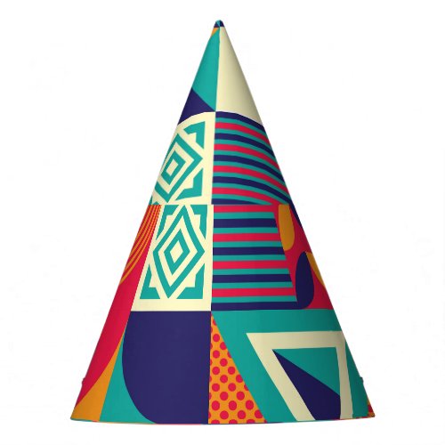 Pop abstract geometric shapes seamless pattern party hat
