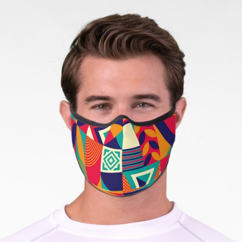 Pop abstract geometric shapes seamless pattern premium face mask