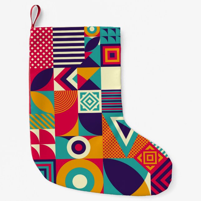 Pop abstract geometric shapes, seamless pattern. small christmas stocking (Front)