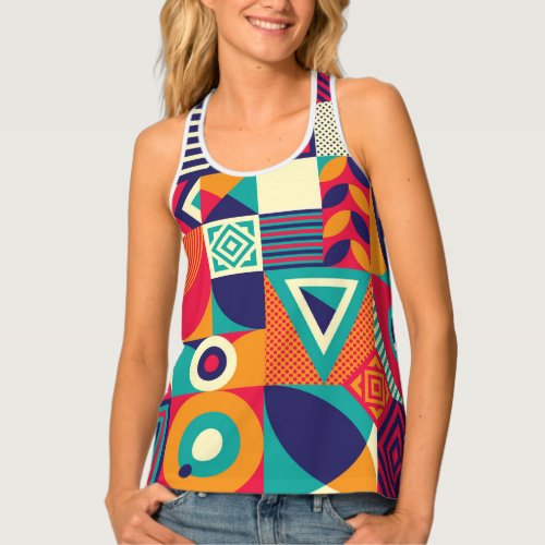 Pop abstract geometric shapes seamless pattern tank top