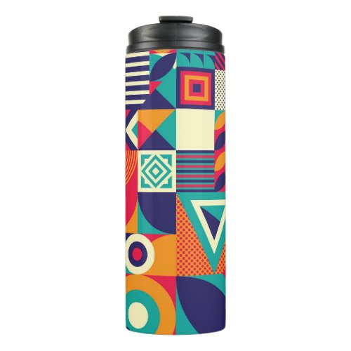 Pop abstract geometric shapes seamless pattern thermal tumbler