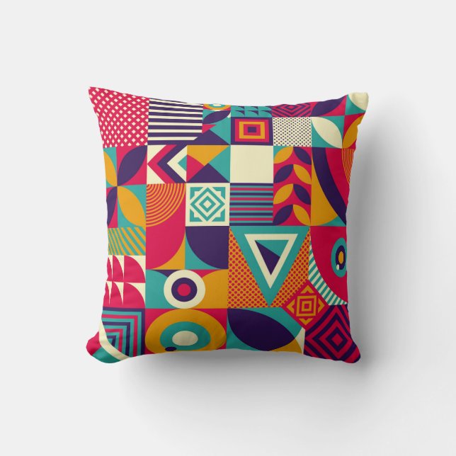 Pop abstract geometric shapes, seamless pattern. throw pillow (Front)