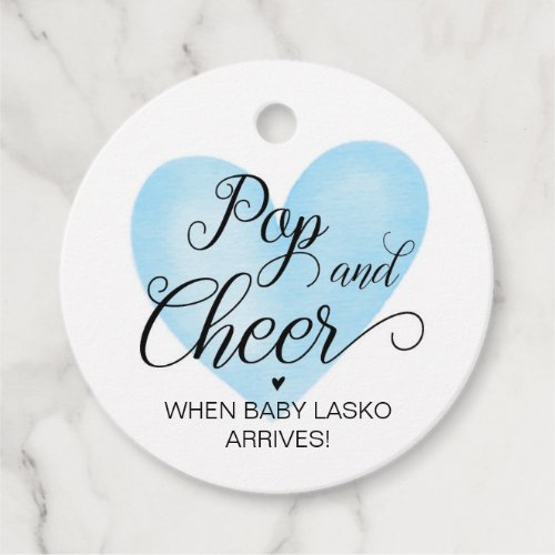 Pop and Cheer Blue Baby Shower Favor Tag
