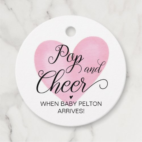 Pop And Cheer Pink Baby Shower Favor Tag