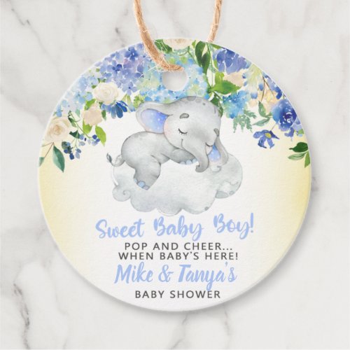 Pop and cheer sweet baby boy baby shower tags favor tags