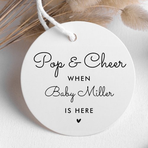Pop And Cheer When Baby Is Here Baby Shower Favors Favor Tags