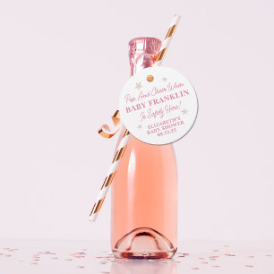 Pop and cheer when baby is here girl  favor tags