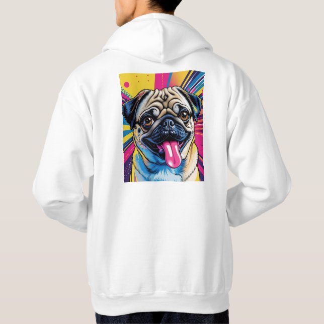 Pop art 01 pug painting hoodie (Back)