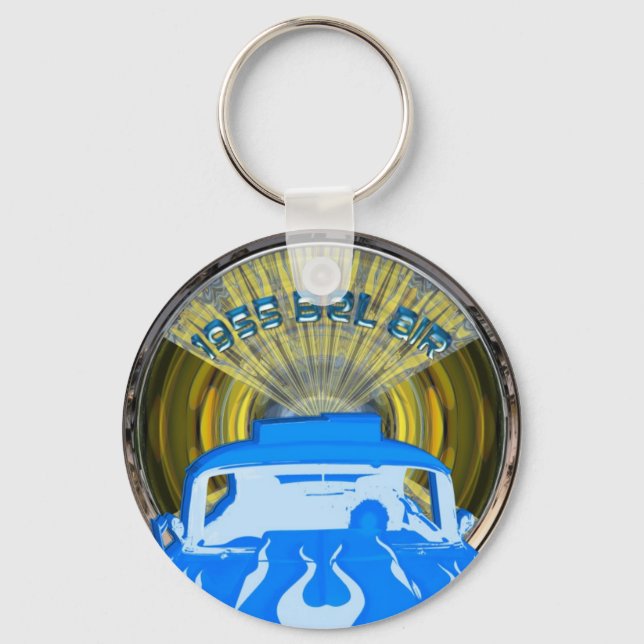 Pop Art 1955 Bel Air Blue Keychain (Front)