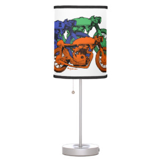 Pop Art 4 Colorful Motorcycles Table Lamp