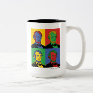 Pop Art Abraham Lincoln Two-Tone Coffee Mug