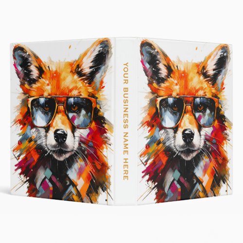 Pop Art Abstract Animal Fox Sunglasses Portrait 3 Ring Binder