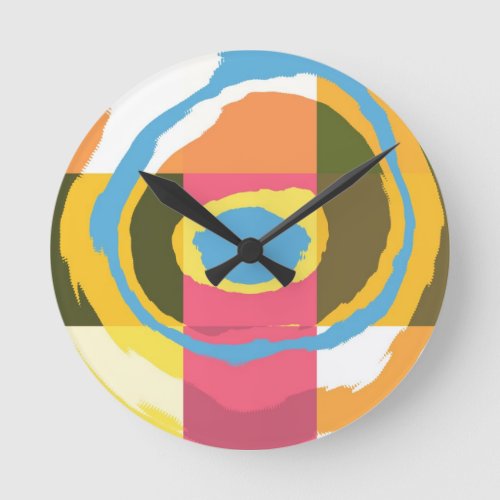 Pop Art Abstract colorful spiral ray blurry 15 Round Clock