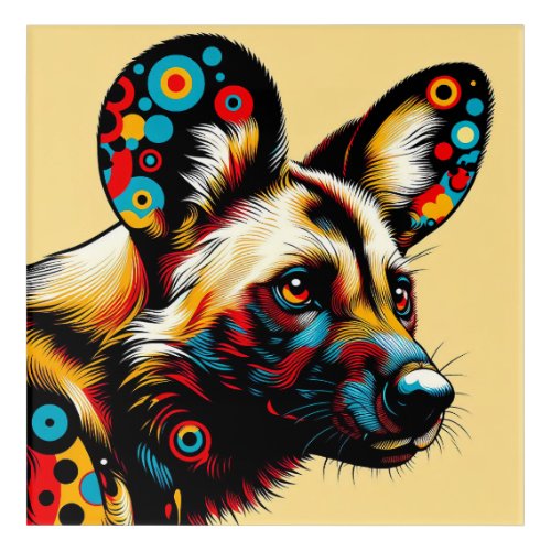 Pop Art African Wild Dog 12 x 12 Acrylic Wall Art