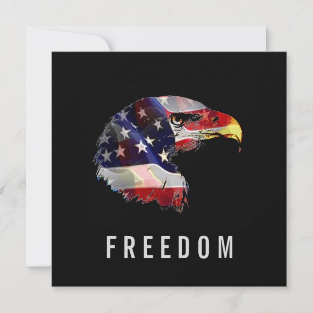 Pop Art American Flag Eagle Freedom Patriot Card (Front)