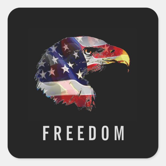 Pop Art American Flag Eagle Freedom Patriot Square Sticker (Front)