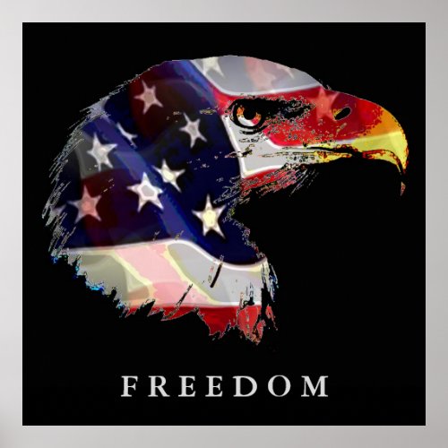 Pop Art American Flag Eagle Freedom Poster