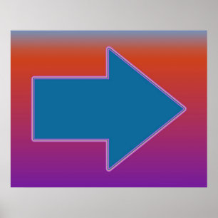Pop Art An Arrow To The Right Blue Over Red Poster
