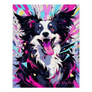 Pop Art Anime Border Collie Dog 001 - Victoria Sas Poster