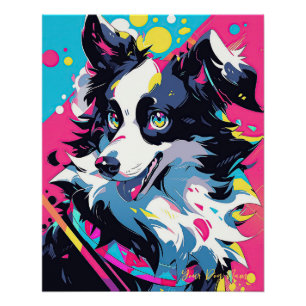 Pop Art Anime Border Collie Dog 004 - Victoria Sas Poster