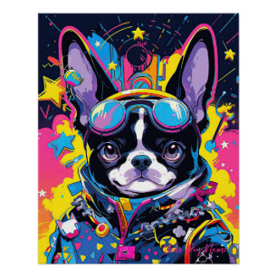 Pop Art Anime Boston Terrier Dog 001 - Victoria Sa Poster