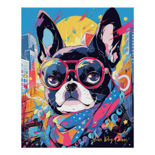 Pop Art Anime Boston Terrier Dog 004 - Victoria Sa Poster